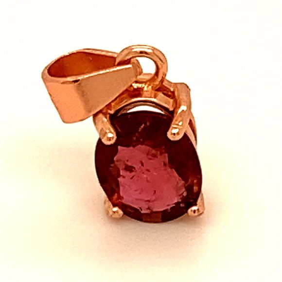 Red Tourmaline .76ct Rose Gold Silver Pendant - Picture 3 of 6